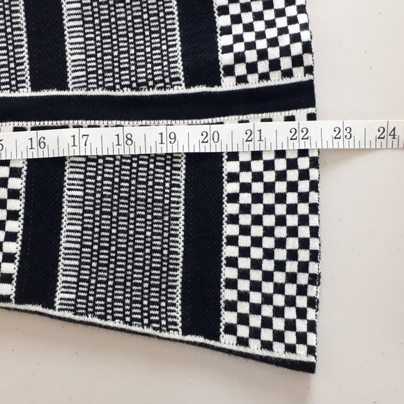 Spense Black White Checker Stripe Knit Skirt - Picture 6 of 10